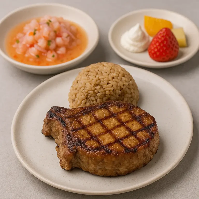 Chuleta plato típico en restaurante Luuma Manta