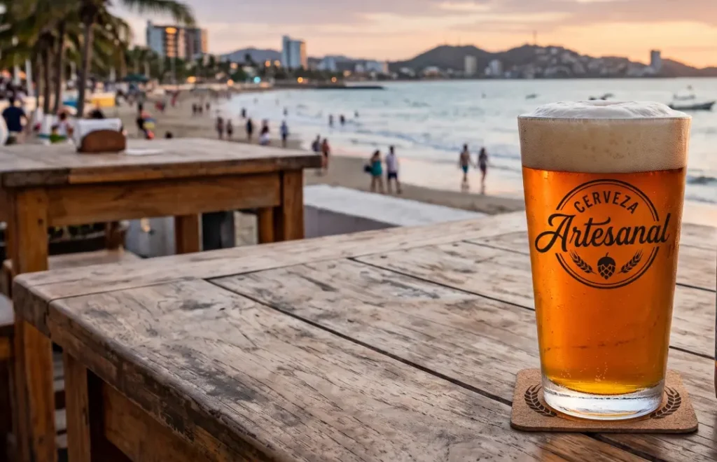 Cerveza artesanal servida en Manta con presentación cuidada y ambiente gastronómico