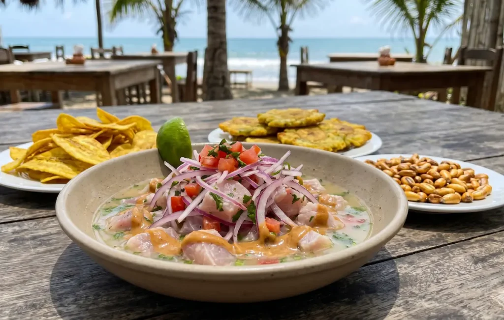 Ceviche manabita preparado con ingredientes frescos como parte de la gastronomía tradicional de Manabí
