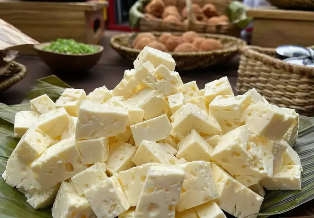 Queso manabita tradicional servido como parte de la comida criolla manabita