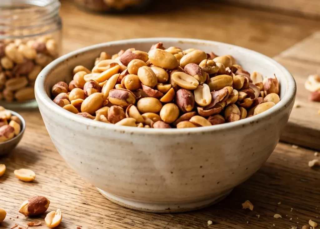 Maní tostado utilizado como ingrediente tradicional en la gastronomía manabita