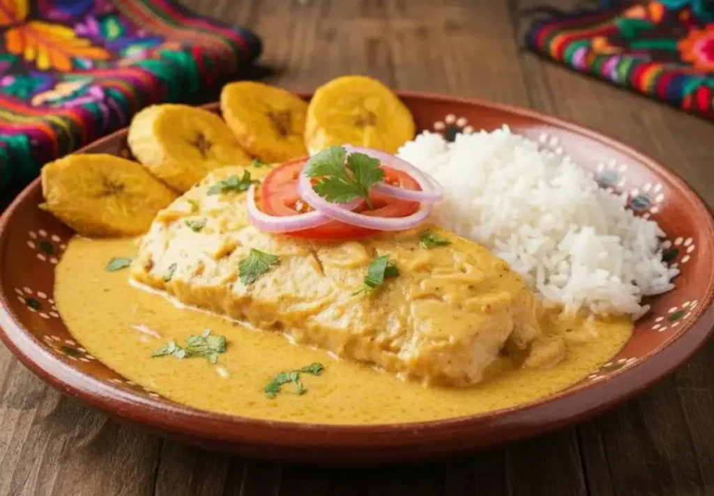 Encocado de pescado preparado con la receta tradicional de la gastronomía manabita