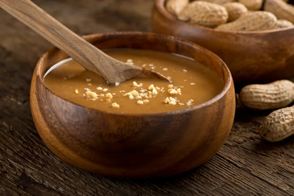 Salsa de maní manabita preparada con ingredientes tradicionales y textura cremosa.